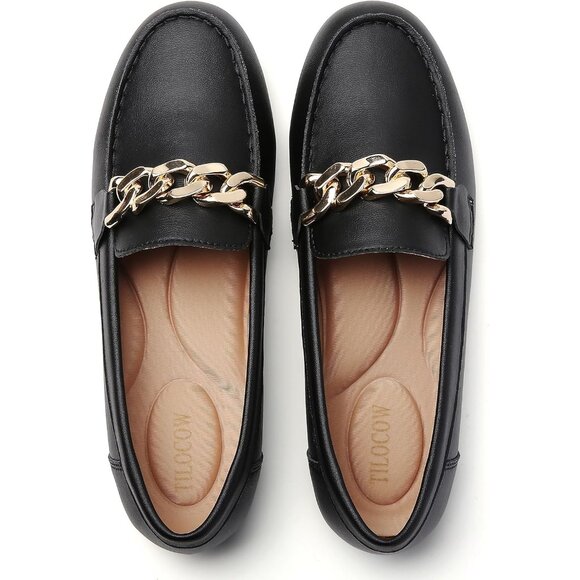 Women Loafers Faux Leather Flat Slip-On Shoes Casual Work Walking Comfort - Picture 2 of 9